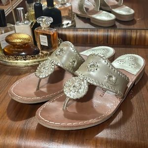 Jack Rogers Gold Leather Thong Sandals